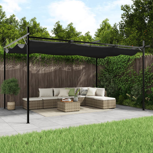 Pergola con Tetto Retrattile Antracite 395x292x230 cm