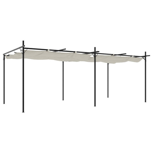 Pergola con Tetto Retrattile Crema 589x292x230 cm