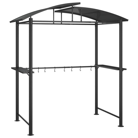 Gazebo Barbecue Ripiani Laterali Antracite 210x114x230 Acciaio