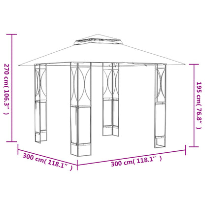Gazebo con Tetto Antracite 300x300x270 cm Acciaio
