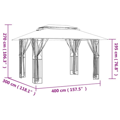 Gazebo con Pareti Laterali Antracite 400x300x270 cm Acciaio