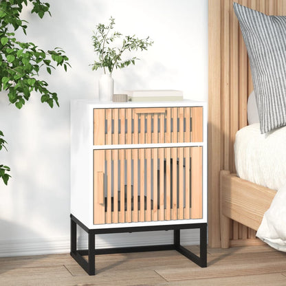 Comodini 2 pz Bianchi 40x30x55,5 cm Legno Multistrato e Ferro
