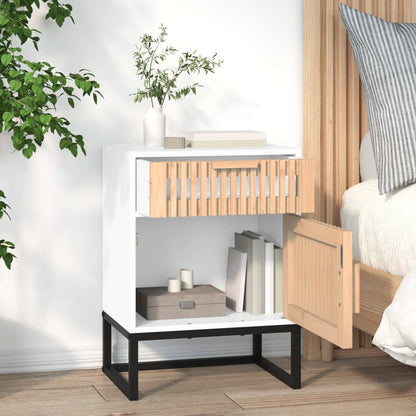 Comodini 2 pz Bianchi 40x30x55,5 cm Legno Multistrato e Ferro