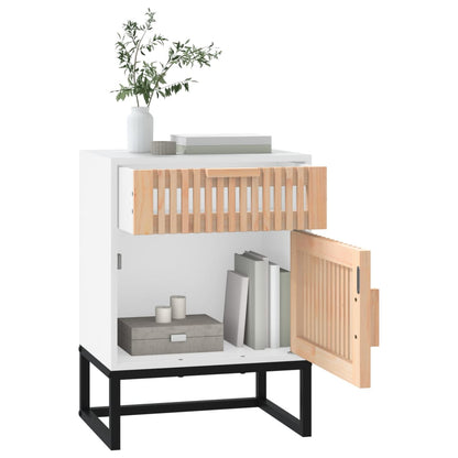 Comodini 2 pz Bianchi 40x30x55,5 cm Legno Multistrato e Ferro