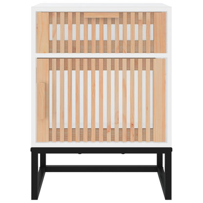 Comodini 2 pz Bianchi 40x30x55,5 cm Legno Multistrato e Ferro