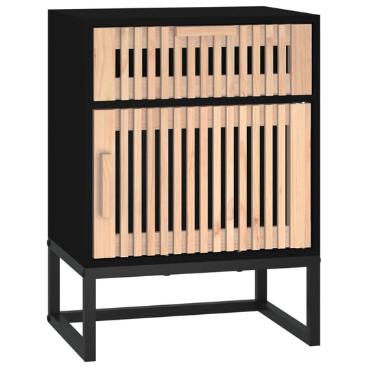 Comodino Nero 40x30x55,5 cm Legno Multistrato e Ferro