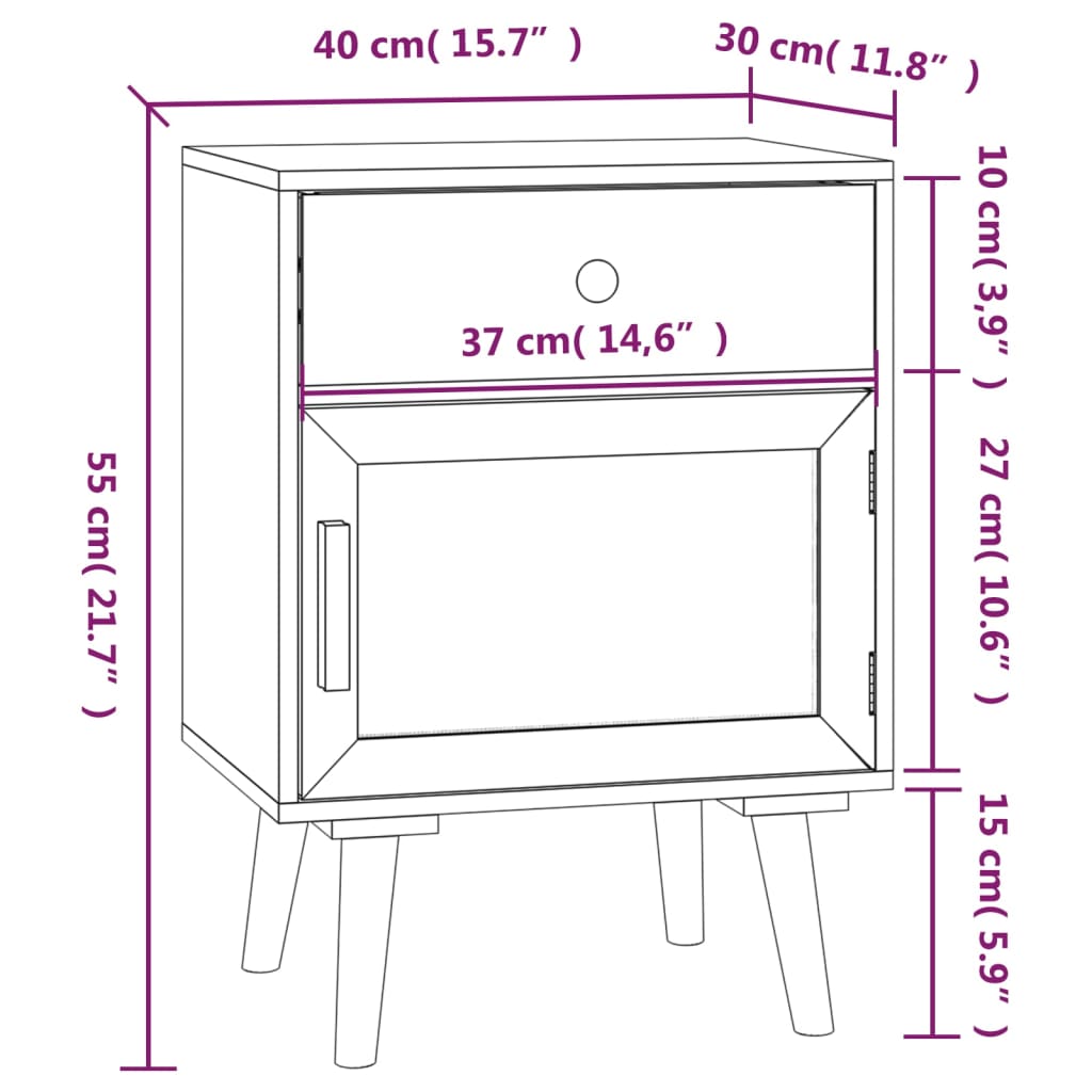 Comodini 2 pz Bianchi 40x30x55 cm in Legno Multistrato