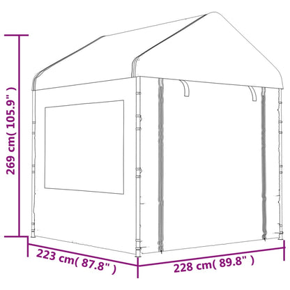 Gazebo con Tetto Bianco 8,92x2,28x2,69 m in Polietilene