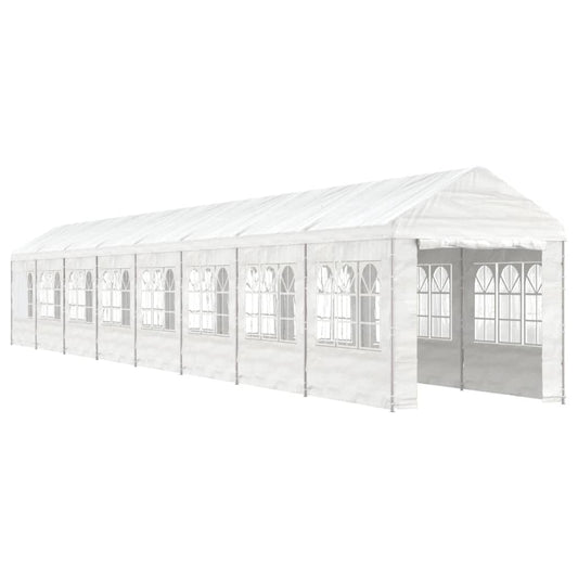 Gazebo con Tetto Bianco 17,84x2,28x2,69 m in Polietilene