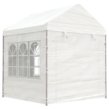 Gazebo con Tetto Bianco 20,07x2,28x2,69 m in Polietilene