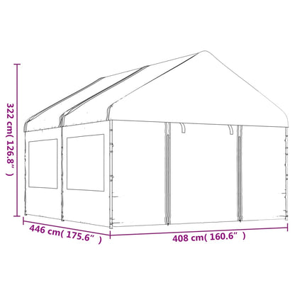 Gazebo con Tetto Bianco 4,46x4,08x3,22 m in Polietilene
