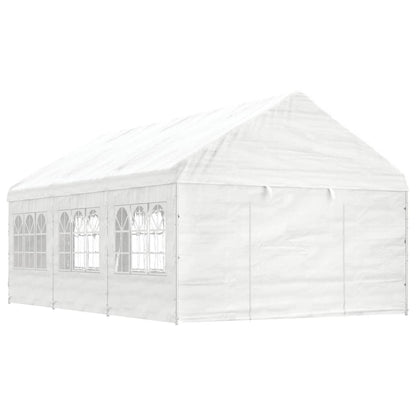 Gazebo con Tetto Bianco 6,69x4,08x3,22 m in Polietilene