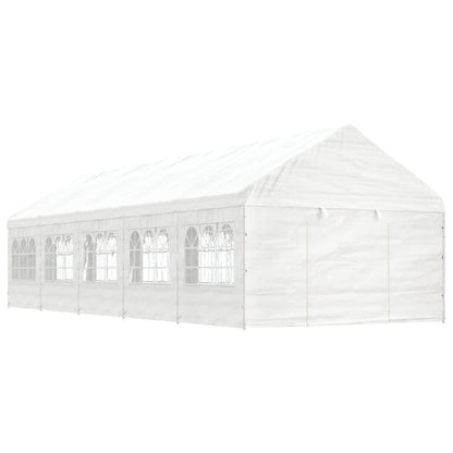 Gazebo con Tetto Bianco 11,15x4,08x3,22 m in Polietilene