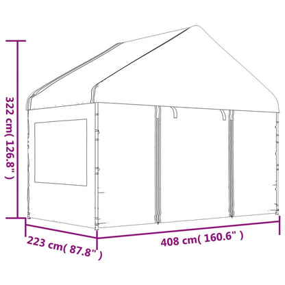 Gazebo con Tetto Bianco 17,84x4,08x3,22 m in Polietilene