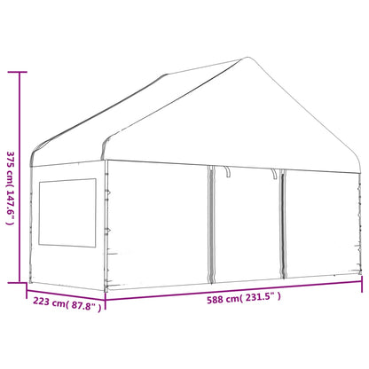 Gazebo con Tetto Bianco 4,46x5,88x3,75 m in Polietilene
