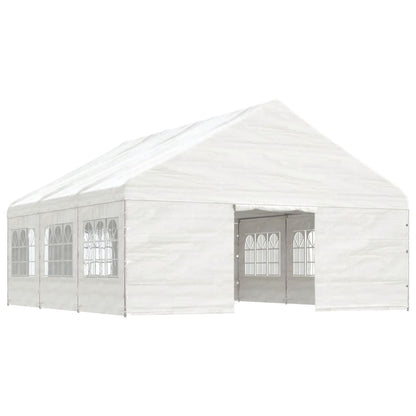 Gazebo con Tetto Bianco 6,69x5,88x3,75 m in Polietilene