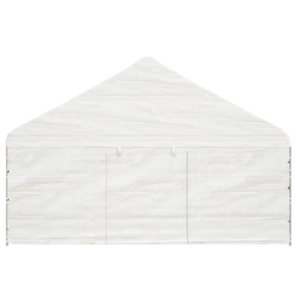Gazebo con Tetto Bianco 6,69x5,88x3,75 m in Polietilene