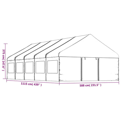 Gazebo con Tetto Bianco 11,15x5,88x3,75 m in Polietilene