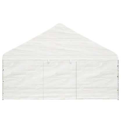 Gazebo con Tetto Bianco 15,61x5,88x3,75 m in Polietilene