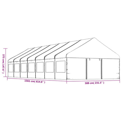 Gazebo con Tetto Bianco 15,61x5,88x3,75 m in Polietilene