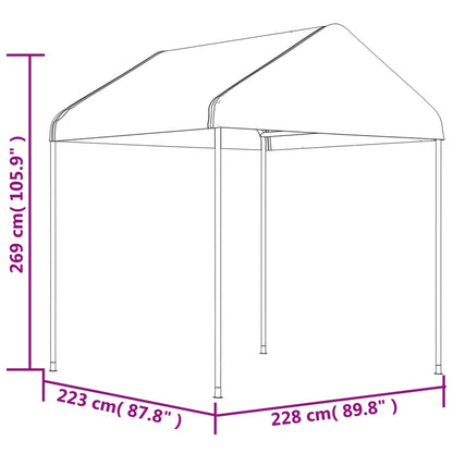 Gazebo con Tetto Bianco 8,92x2,28x2,69 m in Polietilene