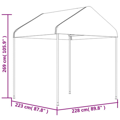 Gazebo con Tetto Bianco 15,61x2,28x2,69 m in Polietilene