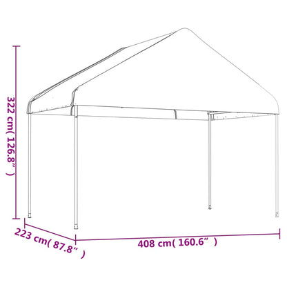 Gazebo con Tetto Bianco 20,07x4,08x3,22 m in Polietilene