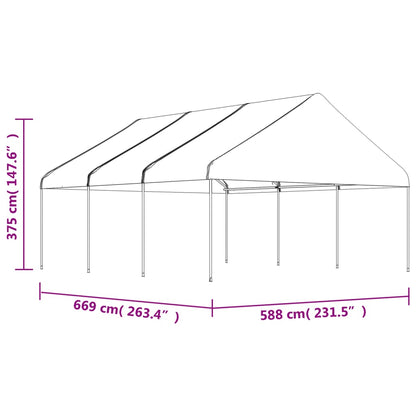 Gazebo con Tetto Bianco 6,69x5,88x3,75 m in Polietilene