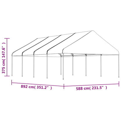 Gazebo con Tetto Bianco 8,92x5,88x3,75 m in Polietilene