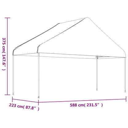 Gazebo con Tetto Bianco 8,92x5,88x3,75 m in Polietilene