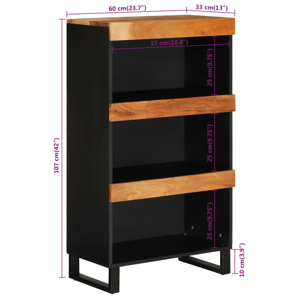 Credenza 60x33x107 cm in Legno Massello di Acacia