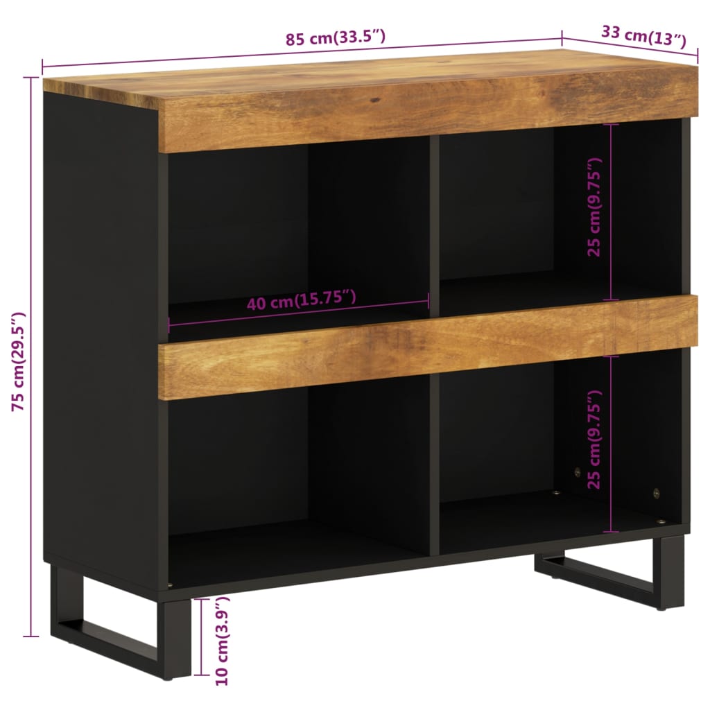 Credenza 85x33x75 cm in Legno Massello di Mango