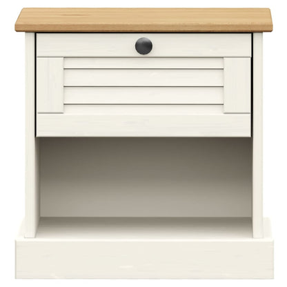 Comodino VIGO Bianco 42x35x42 cm in Legno Massello di Pino