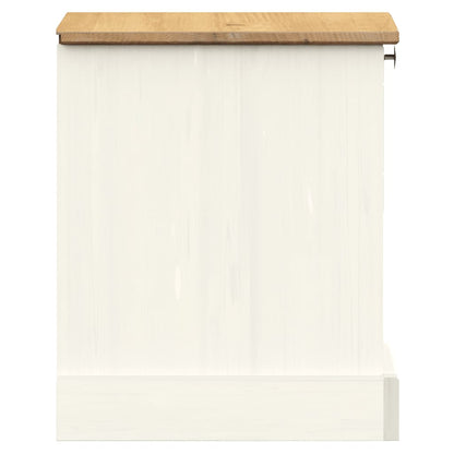 Comodino VIGO Bianco 42x35x42 cm in Legno Massello di Pino