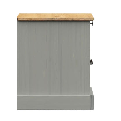 Comodino VIGO Grigio 42x35x42 cm in Legno Massello di Pino