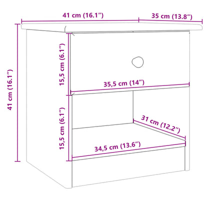Comodino ALTA 41x35x41 cm in Legno Massello di Pino