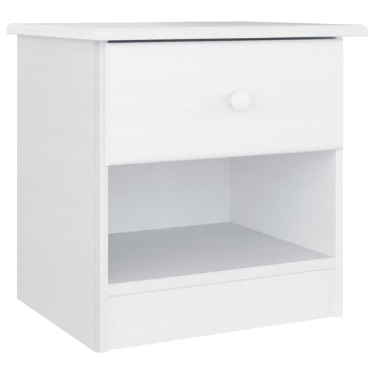 Comodino ALTA Bianco 41x35x41 cm in Legno Massello di Pino