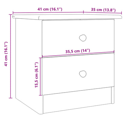 Comodino ALTA Bianco 41x35x41 cm in Legno Massello di Pino