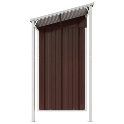 Capanno Giardino Tetto Esteso Marrone 277x110,5x181cm Acciaio