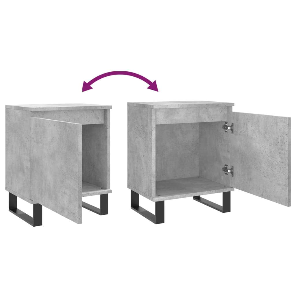 Comodini 2 pz Grigio Cemento 40x30x50 cm in Legno Multistrato