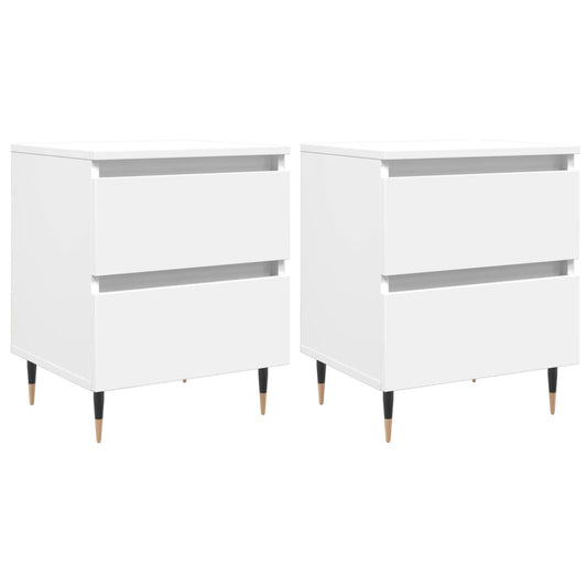 Comodini 2pz Bianchi 40x35x50 cm in Legno Multistrato