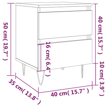 Comodini 2pz Rovere Fumo 40x35x50 cm in Legno Multistrato