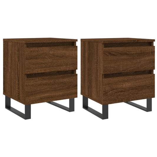 Comodini 2pz Rovere Marrone 40x35x50 cm in Legno Multistrato