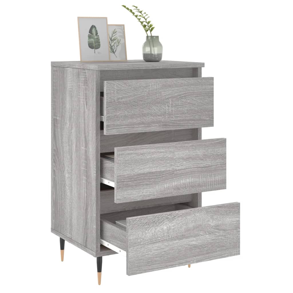 Comodini 2pz Grigio Sonoma 40x35x69 cm in Legno Multistrato