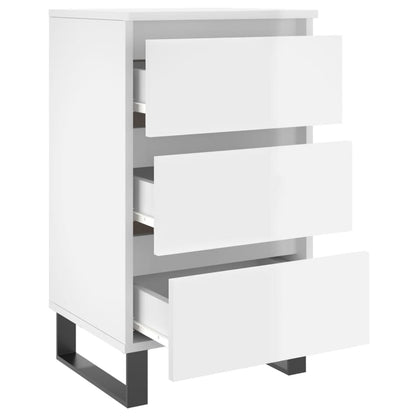Comodini 2 pz Bianco Lucido 40x35x69 cm in Legno Multistrato