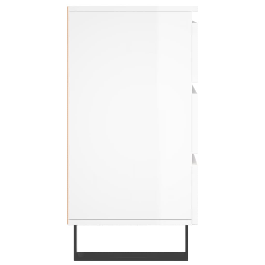 Comodini 2 pz Bianco Lucido 40x35x69 cm in Legno Multistrato