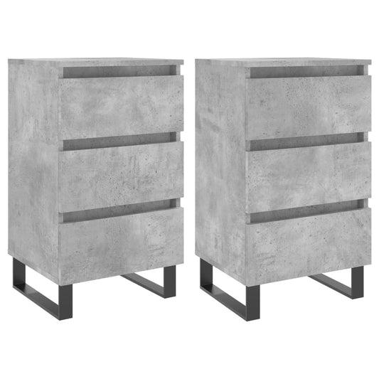 Comodini 2 pz Grigio Cemento 40x35x69 cm in Legno Multistrato
