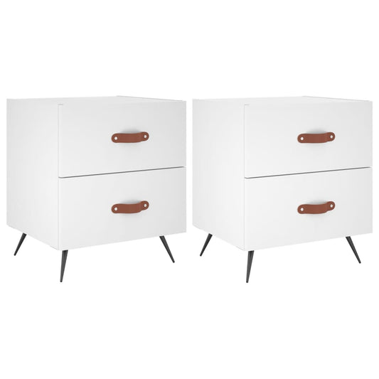 Comodini 2 pz Bianchi 40x35x47,5 cm in Legno Multistrato