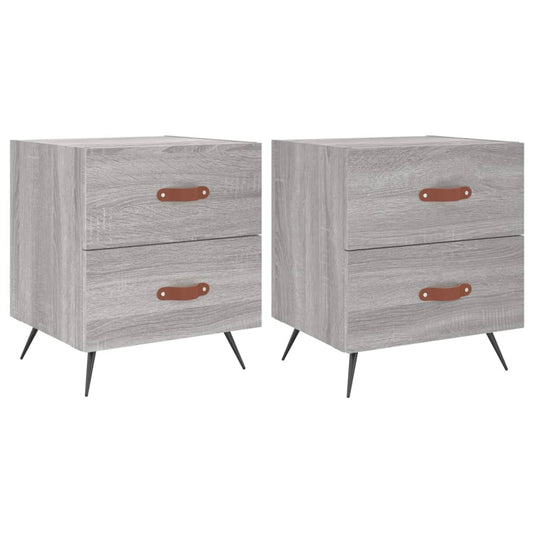 Comodini 2 pz Grigio Sonoma 40x35x47,5 cm in Legno Multistrato
