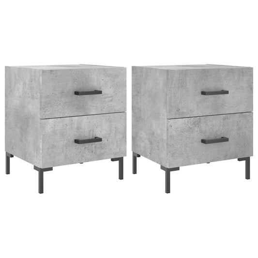 Comodini 2 pz Grigio Cemento 40x35x47,5 cm in Legno Multistrato